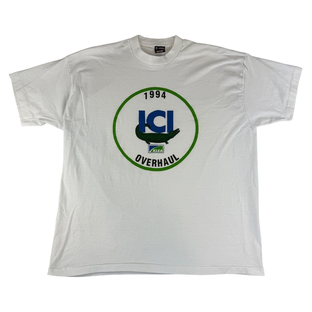 Vintage Best T-Shirt Mens XXL White 1994 ICI Klea Overhaul Alligator 90s USA
